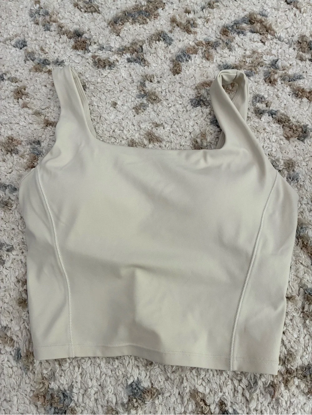 HALARA Cream Square Neck Crop Tank